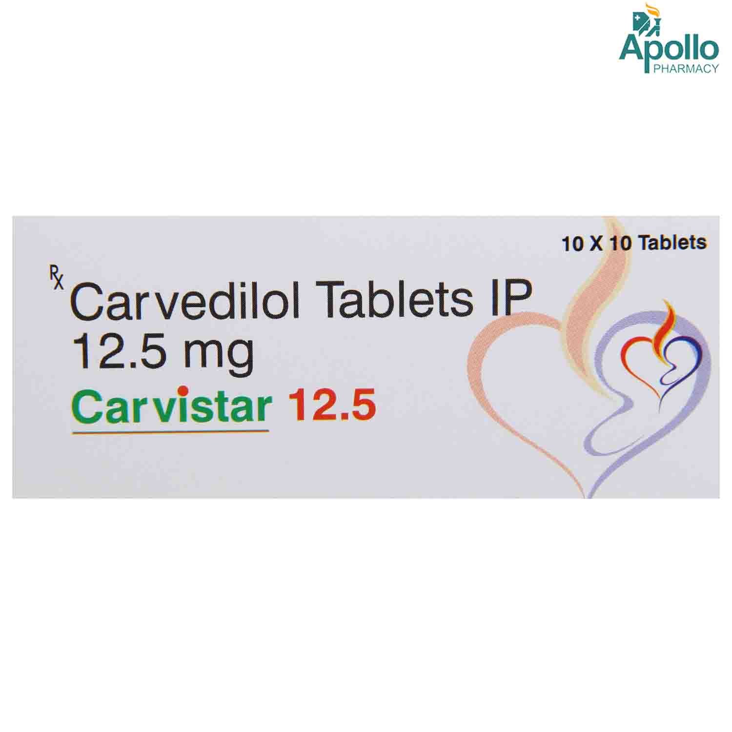 Carvistar 12.5 Tablet 10's, Pack of 10 TABLETS Carvistar 12.5 Tablet 10's, Pack of 10 TABLETS