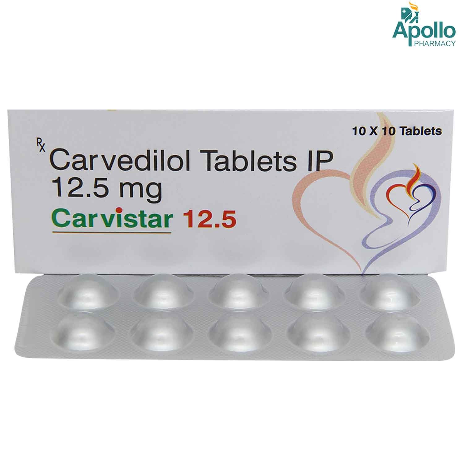 Carvistar 12.5 Tablet 10's, Pack of 10 TABLETS Carvistar 12.5 Tablet 10's, Pack of 10 TABLETS