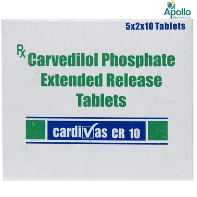 Cardivas CR 10 Tablet 10's, Pack of 10 TABLETS