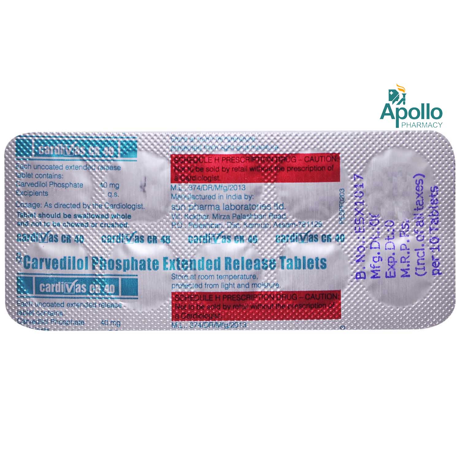 Cardivas CR 40 Tablet 10's, Pack of 10 TABLETS Cardivas CR 40 Tablet 10's, Pack of 10 TABLETS