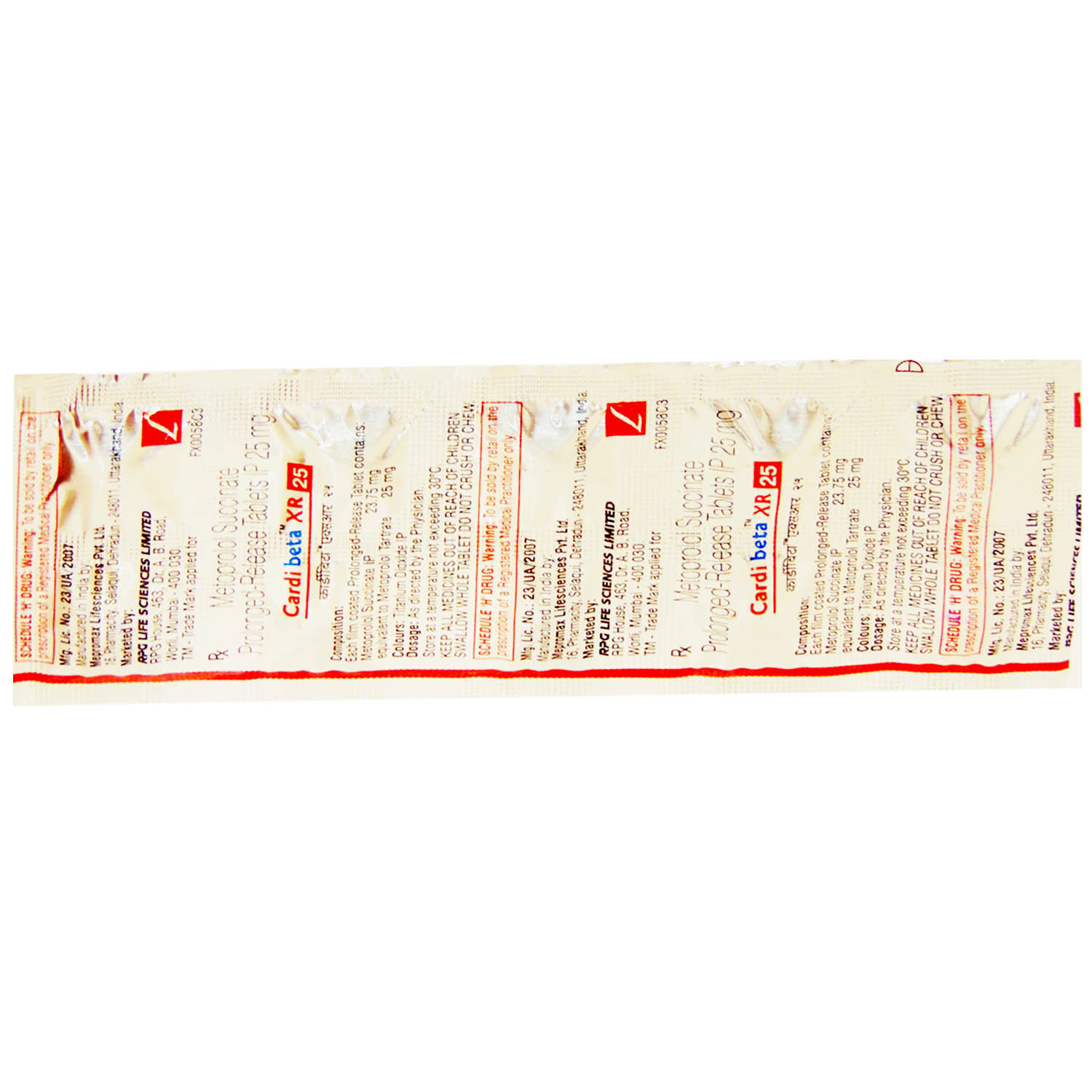 Cardibeta XR 25 Tablet 10's, Pack of 10 TABLETS Cardibeta XR 25 Tablet 10's, Pack of 10 TABLETS