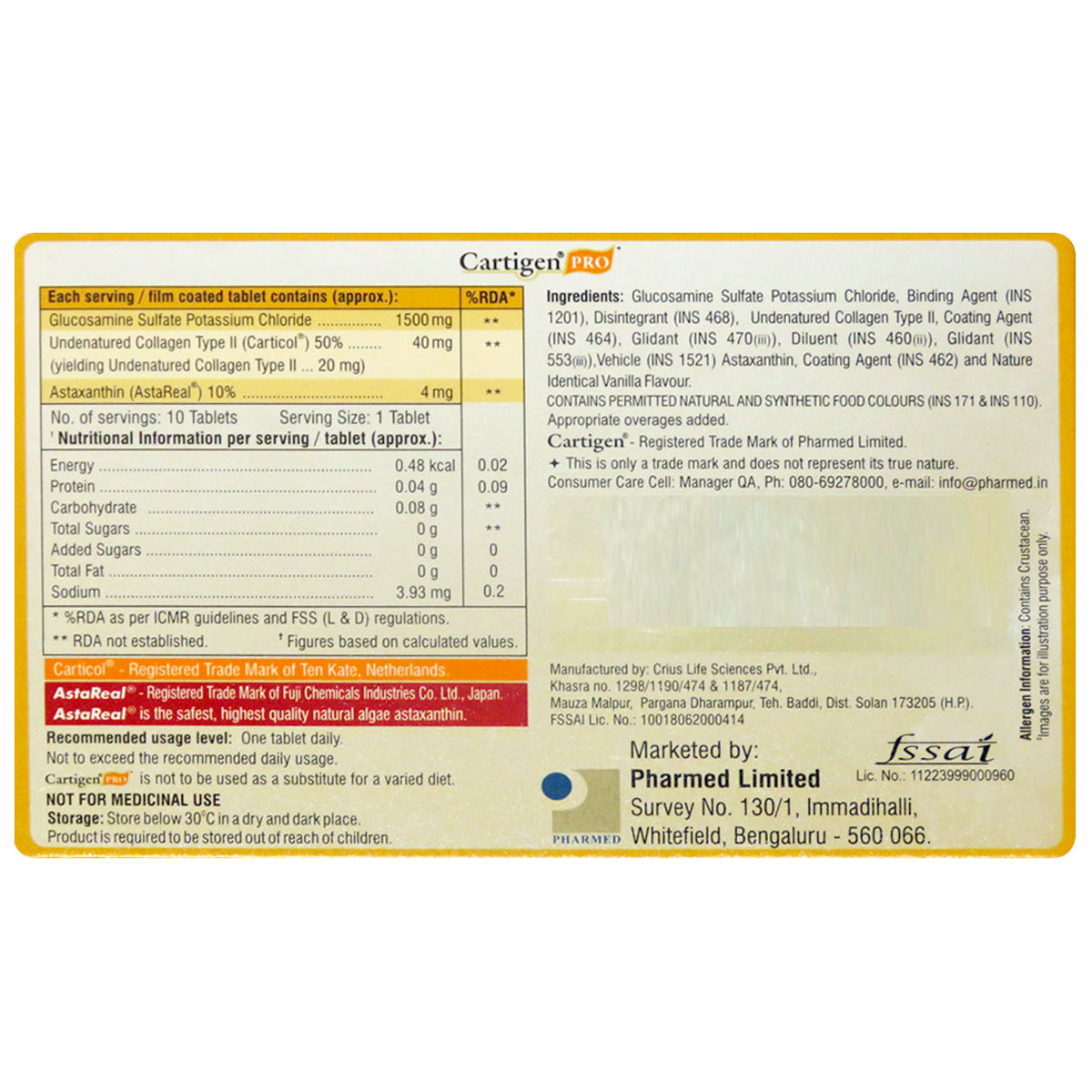 Cartigen Pro Tablet 10's, Pack of 10 TABLETS Cartigen Pro Tablet 10's, Pack of 10 TABLETS