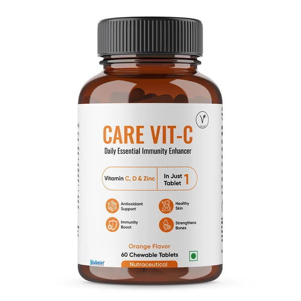 BLUBEIN CARE VIT-C ORANGE FLAVOUR CHEWABLE TAB 60'S, Pack of 1