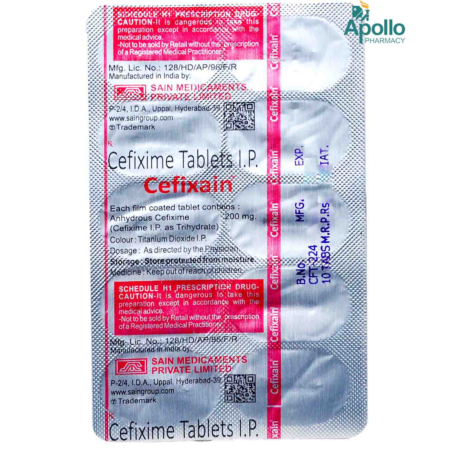 Cefixain 200 mg Tablet 10's, Pack of 10 TabletS Cefixain 200 mg Tablet 10's, Pack of 10 TabletS