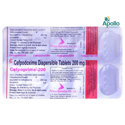 Cefpoprime 200 mg Tablet 10's, Pack of 10 TabletS