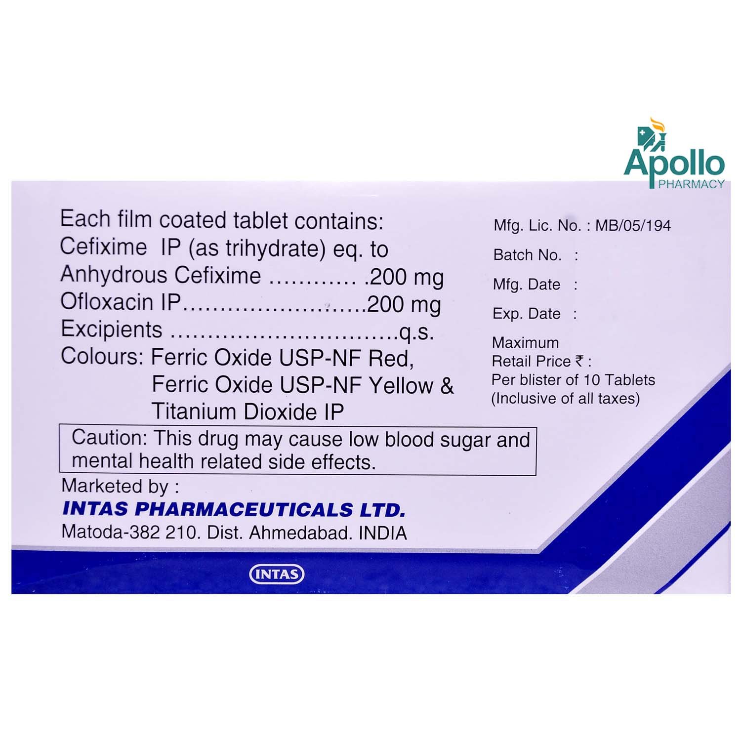 Ceftas O Tablet 10's, Pack of 10 TABLETS Ceftas O Tablet 10's, Pack of 10 TABLETS