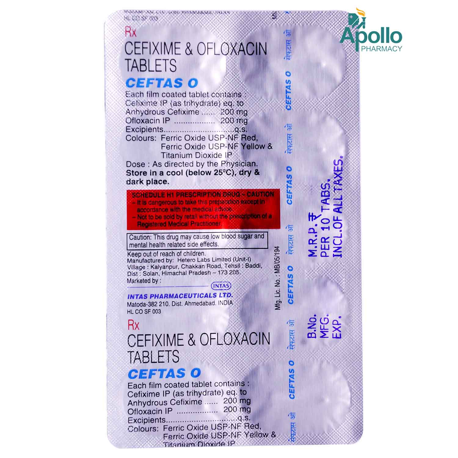 Ceftas O Tablet 10's, Pack of 10 TABLETS Ceftas O Tablet 10's, Pack of 10 TABLETS
