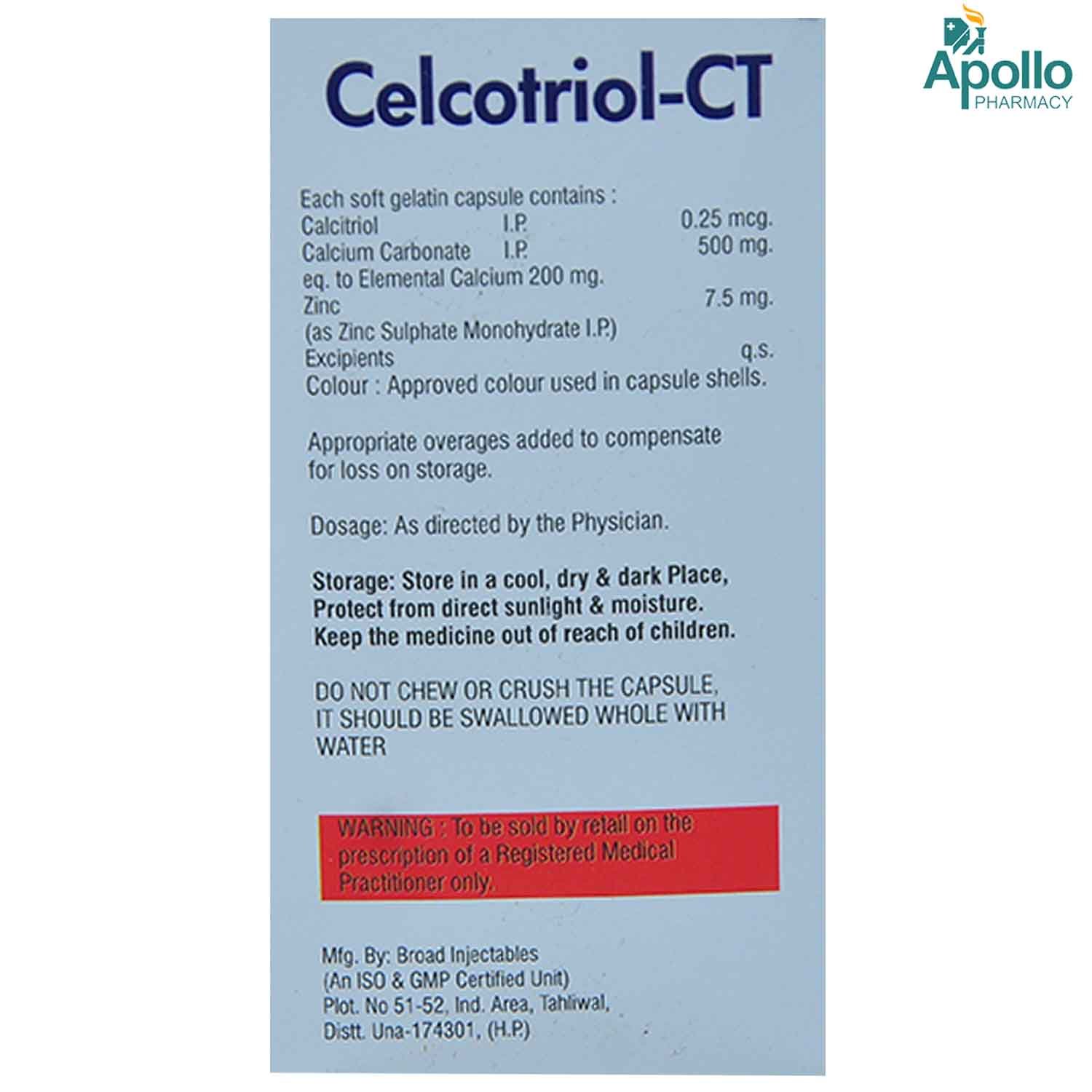 Celcotriol CT Tablet 10's, Pack of 10 TabletS Celcotriol CT Tablet 10's, Pack of 10 TabletS