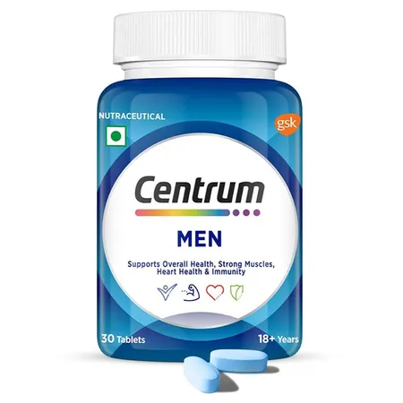 Centrum Men Multivitamin, 30 Tablets | With 23 Vital Nutrients including Zinc, Magnesium, Vitamin B, C, D, Calcium for Energy, Immunity, Muscles and Overall Health