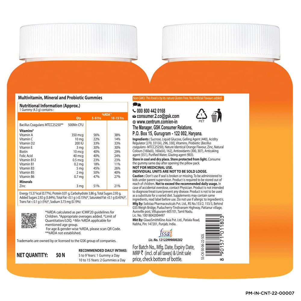 Centrum Multivitamins for 515 Years Kids, 50 Gummies Price, Uses, Side