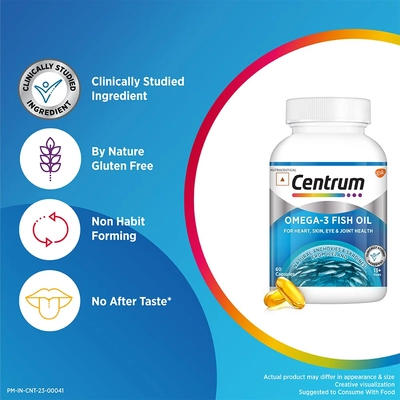 Centrum Omega-3 Fish Oil, 60 Capsules, Pack of 1