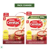 Nestle Cerelac Baby Cereal with Milk Wheat Apple Cherry (From 8 to 24 Months) Powder, 350 gm Refill Pack, Pack of 1