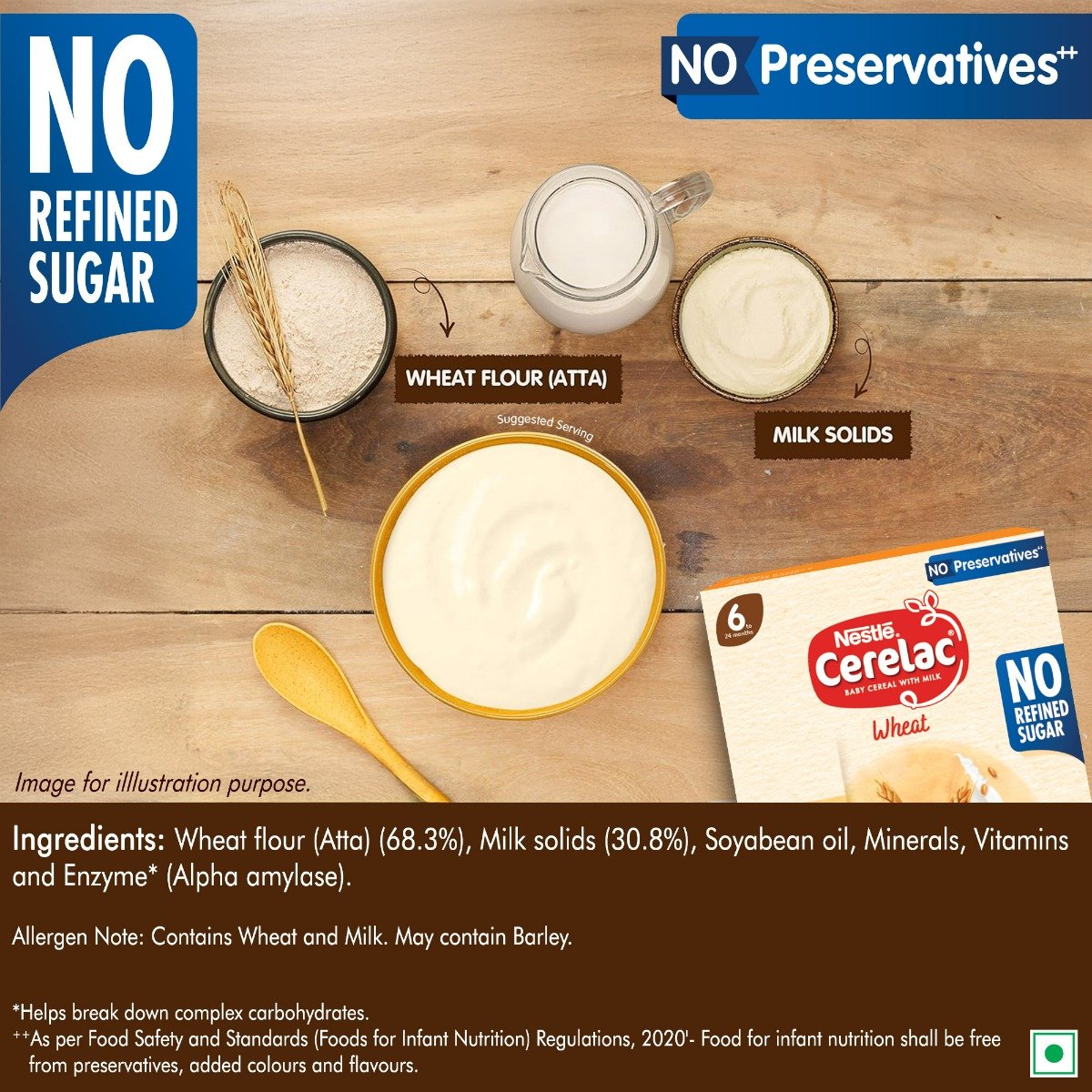 CERELAC Wheat Baby Food Cereal 300 gm | No Refined Sugar & No Preservatives for 6 to 24 Months Baby, Pack of 1 CERELAC Wheat Baby Food Cereal 300 gm | No Refined Sugar & No Preservatives for 6 to 24 Months Baby, Pack of 1