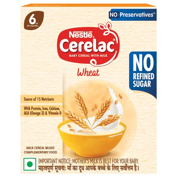 CERELAC Wheat Baby Food Cereal 300 gm | No Refined Sugar & No Preservatives for 6 to 24 Months Baby