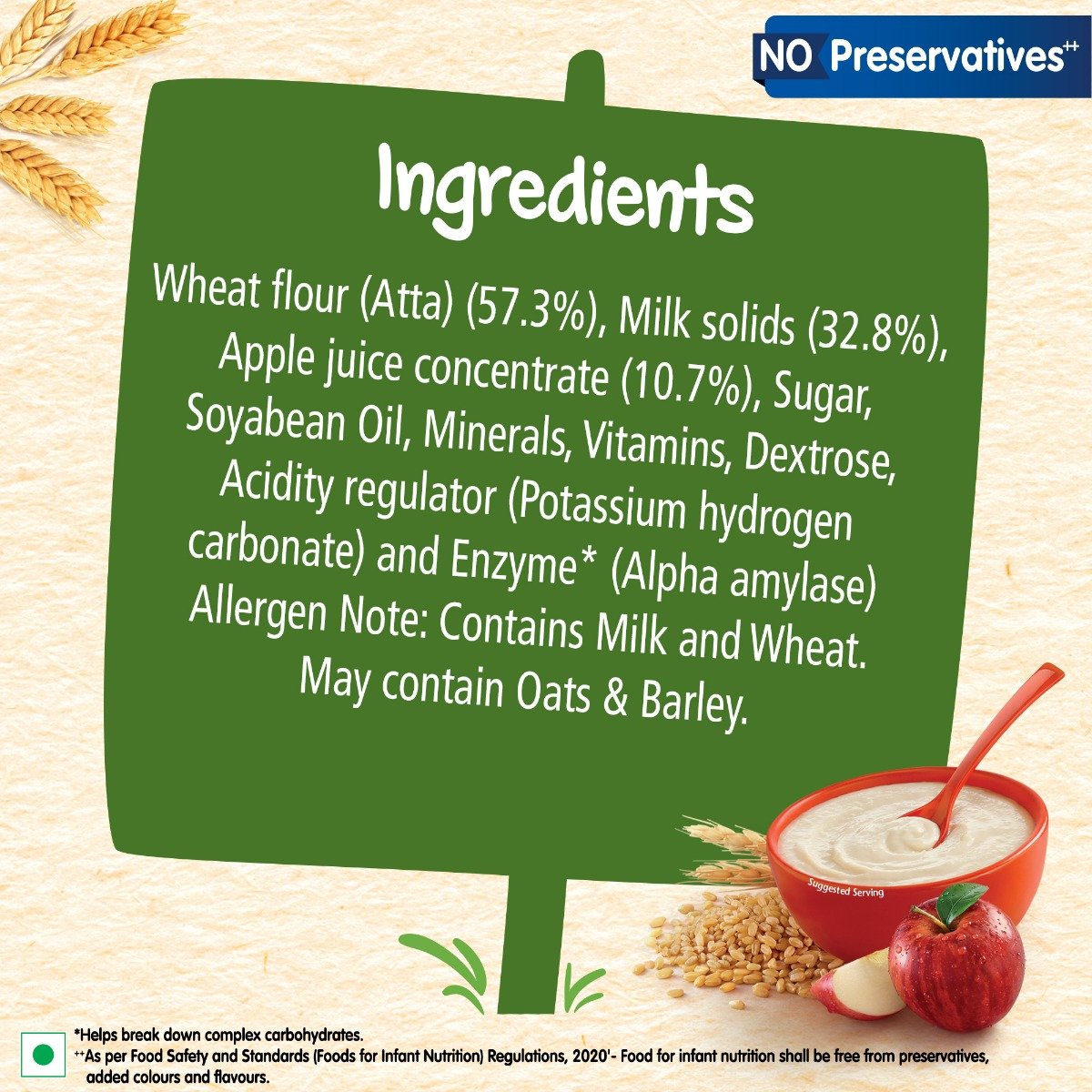 CERELAC Baby Food Cereal | No Preservatives | Wheat Apple for 6 to 24 Months Baby | Source of Iron & Protein for Babies | Instant Cereal | 350 gm, Pack of 1 CERELAC Baby Food Cereal | No Preservatives | Wheat Apple for 6 to 24 Months Baby | Source of Iron & Protein for Babies | Instant Cereal | 350 gm, Pack of 1