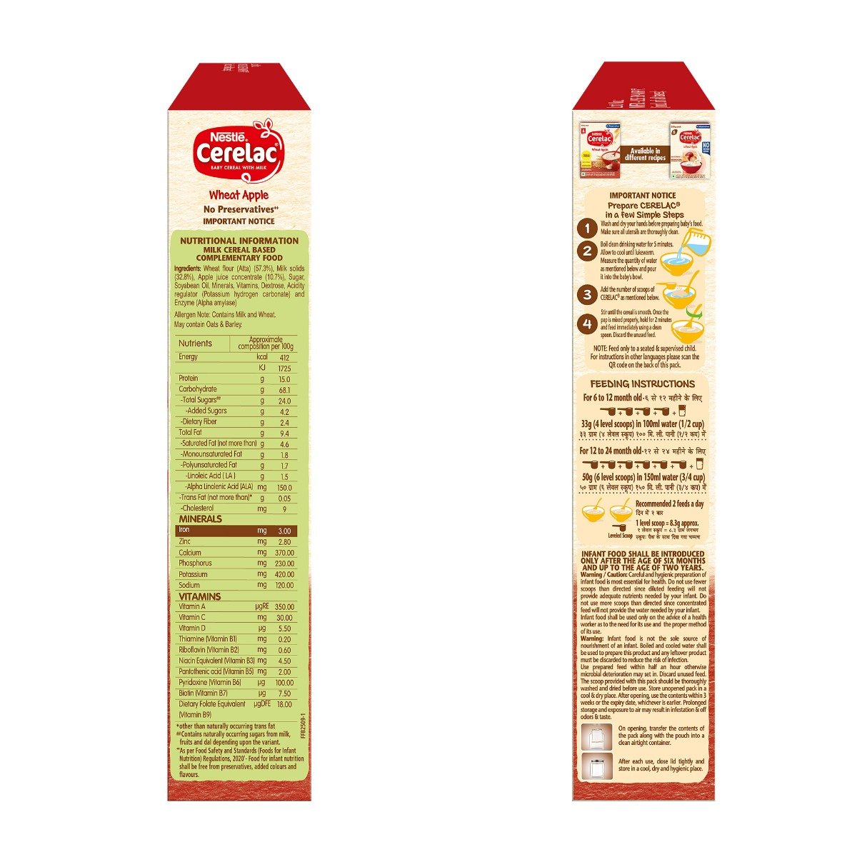 CERELAC Baby Food Cereal | No Preservatives | Wheat Apple for 6 to 24 Months Baby | Source of Iron & Protein for Babies | Instant Cereal | 350 gm, Pack of 1 CERELAC Baby Food Cereal | No Preservatives | Wheat Apple for 6 to 24 Months Baby | Source of Iron & Protein for Babies | Instant Cereal | 350 gm, Pack of 1