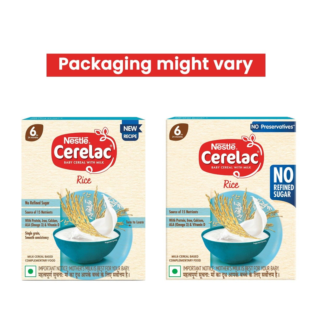 CERELAC Baby Food Cereal | No Refined Sugar | Rice for 6 to 24 Months Baby | Omega 3 Iron Protein Calcium Vitamin D for Babies | Instant Baby Food Cereal | 300 gm, Pack of 1 CERELAC Baby Food Cereal | No Refined Sugar | Rice for 6 to 24 Months Baby | Omega 3 Iron Protein Calcium Vitamin D for Babies | Instant Baby Food Cereal | 300 gm, Pack of 1