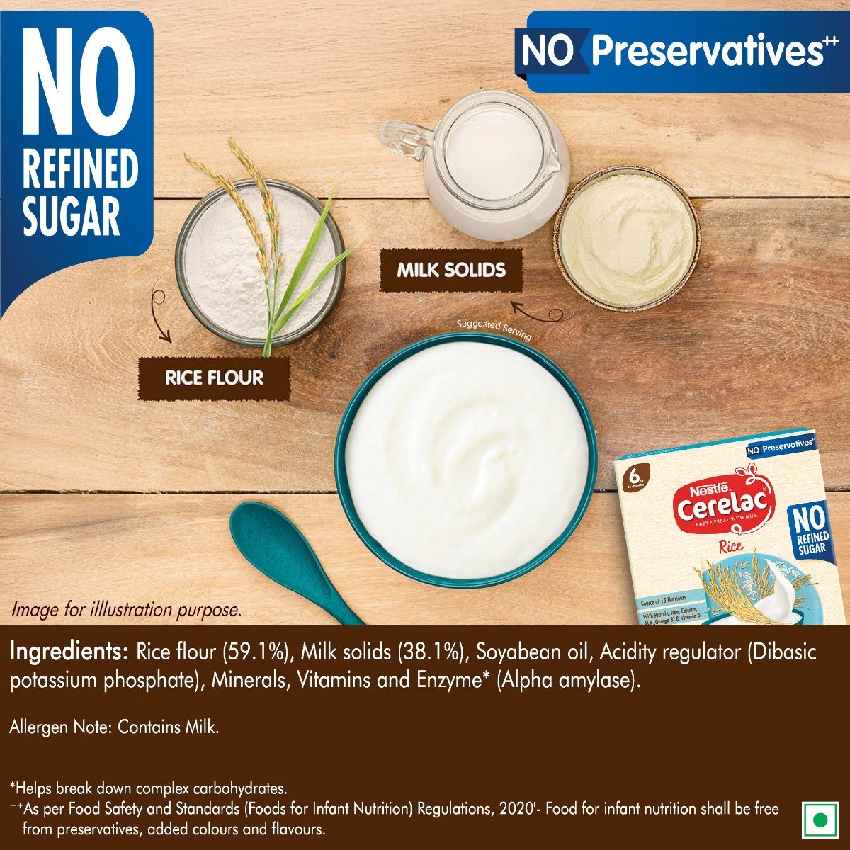 CERELAC Baby Food Cereal | No Refined Sugar | Rice for 6 to 24 Months Baby | Omega 3 Iron Protein Calcium Vitamin D for Babies | Instant Baby Food Cereal | 300 gm, Pack of 1 CERELAC Baby Food Cereal | No Refined Sugar | Rice for 6 to 24 Months Baby | Omega 3 Iron Protein Calcium Vitamin D for Babies | Instant Baby Food Cereal | 300 gm, Pack of 1