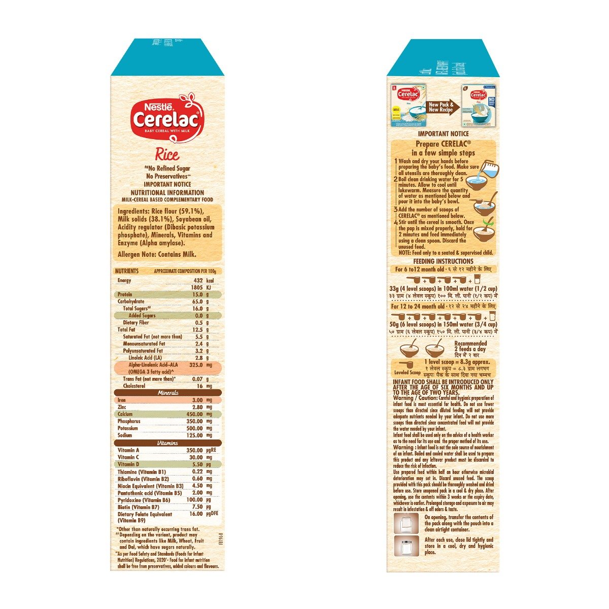 CERELAC Baby Food Cereal | No Refined Sugar | Rice for 6 to 24 Months Baby | Omega 3 Iron Protein Calcium Vitamin D for Babies | Instant Baby Food Cereal | 300 gm, Pack of 1 CERELAC Baby Food Cereal | No Refined Sugar | Rice for 6 to 24 Months Baby | Omega 3 Iron Protein Calcium Vitamin D for Babies | Instant Baby Food Cereal | 300 gm, Pack of 1