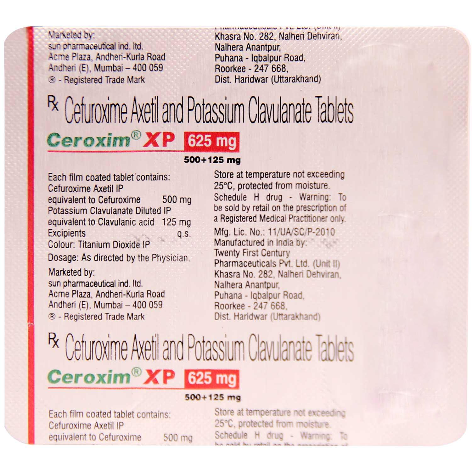 Ceroxim XP 625 mg Tablet 6's, Pack of 6 TabletS Ceroxim XP 625 mg Tablet 6's, Pack of 6 TabletS