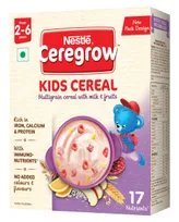 Nestle Ceregrow Kids Cereal Multigrain Cereal with Milk &amp; Fruits Powder, 300 gm Refill Pack, Pack of 1