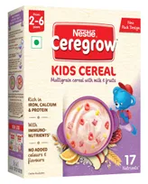 Nestle Ceregrow Kids Cereal Multigrain Cereal with Milk &amp; Fruits Powder, 300 gm Refill Pack, Pack of 1