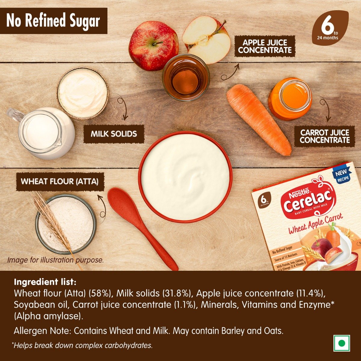 CERELAC Baby Food Cereal | No Refined Sugar | No Preservatives | Wheat Apple Carrot for 6 to 24 Months Baby | Omega 3 Iron Protein Calcium Vitamin D for Babies | Instant Baby Food Cereal | 300 gm, Pack of 1 CERELAC Baby Food Cereal | No Refined Sugar | No Preservatives | Wheat Apple Carrot for 6 to 24 Months Baby | Omega 3 Iron Protein Calcium Vitamin D for Babies | Instant Baby Food Cereal | 300 gm, Pack of 1