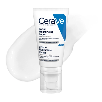 CeraVe PM Facial Moisturising Lotion 52 ml | Ceramides, Niacinamide, Hyaluronic Acid | Provides Moisturization &amp; Hydration | For Normal to Dry Skin, Pack of 1