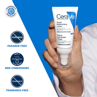 CeraVe PM Facial Moisturising Lotion 52 ml | Ceramides, Niacinamide, Hyaluronic Acid | Provides Moisturization &amp; Hydration | For Normal to Dry Skin, Pack of 1