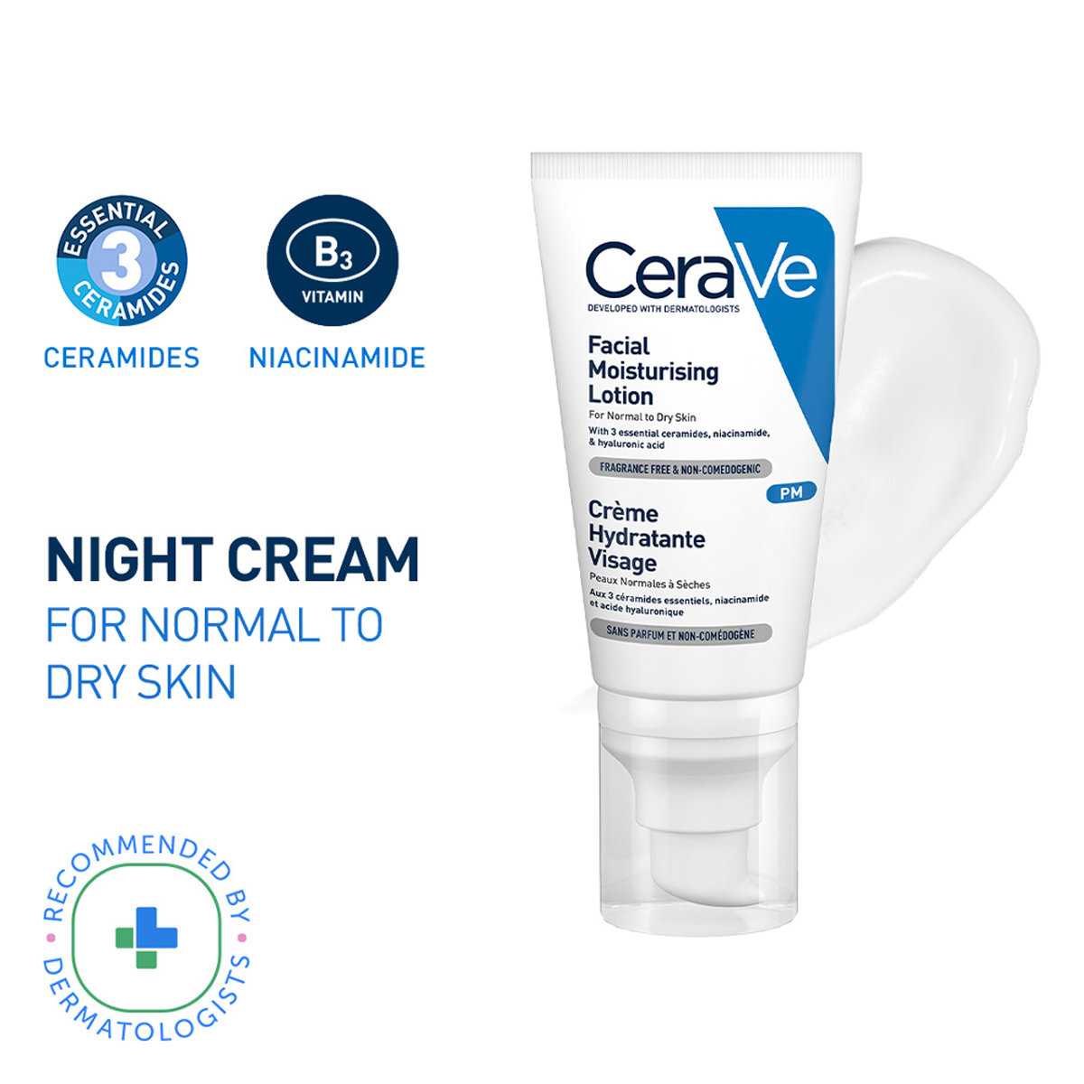 CeraVe PM Facial Moisturising Lotion 52 ml | Ceramides, Niacinamide, Hyaluronic Acid | Provides Moisturization & Hydration | For Normal to Dry Skin CeraVe PM Facial Moisturising Lotion 52 ml | Ceramides, Niacinamide, Hyaluronic Acid | Provides Moisturization & Hydration | For Normal to Dry Skin