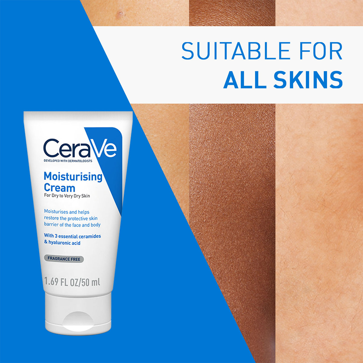 CeraVe Moisturising Cream 50 ml | Ceramides & Hyaluronic Acid | Provides Long Lasting Hydration | Non Greasy | For Dry to Very Dry Skin, Pack of 1 CeraVe Moisturising Cream 50 ml | Ceramides & Hyaluronic Acid | Provides Long Lasting Hydration | Non Greasy | For Dry to Very Dry Skin, Pack of 1