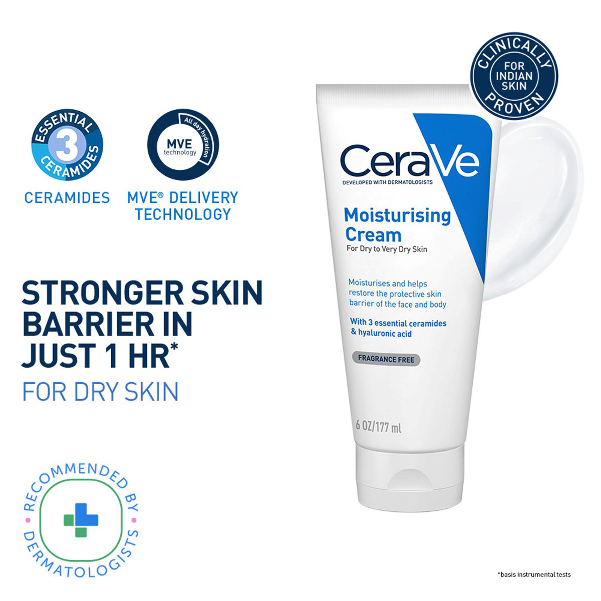 CeraVe Moisturising Cream 177 ml | Ceramides & Hyaluronic Acid | Provides Long Lasting Hydration | Non Greasy | For Dry to Very Dry Skin, Pack of 1 CeraVe Moisturising Cream 177 ml | Ceramides & Hyaluronic Acid | Provides Long Lasting Hydration | Non Greasy | For Dry to Very Dry Skin, Pack of 1