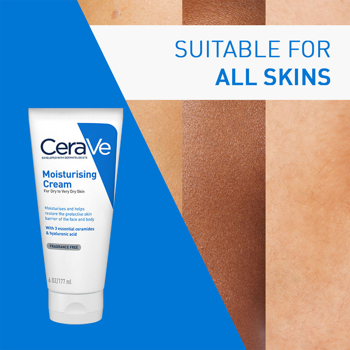 CeraVe Moisturising Cream 177 ml | Ceramides & Hyaluronic Acid | Provides Long Lasting Hydration | Non Greasy | For Dry to Very Dry Skin, Pack of 1 CeraVe Moisturising Cream 177 ml | Ceramides & Hyaluronic Acid | Provides Long Lasting Hydration | Non Greasy | For Dry to Very Dry Skin, Pack of 1