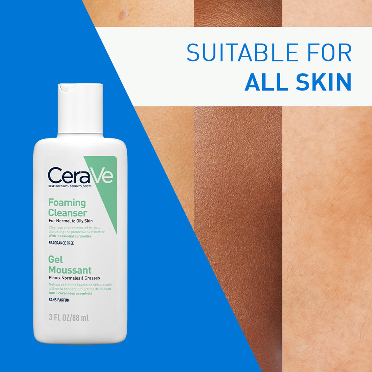 CeraVe Foaming Cleanser 88 ml | Ceramides, Niacinamides, Hyaluronic Acid | Gently Cleanses | Controls Oil | For Normal to Oily Skin, Pack of 1 CeraVe Foaming Cleanser 88 ml | Ceramides, Niacinamides, Hyaluronic Acid | Gently Cleanses | Controls Oil | For Normal to Oily Skin, Pack of 1