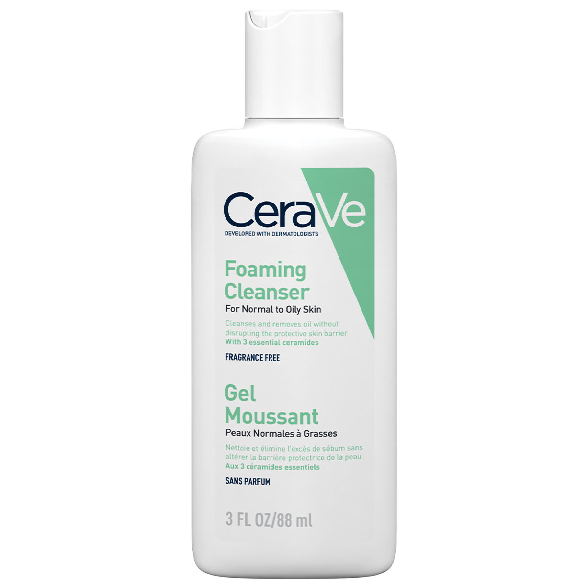 CeraVe Foaming Cleanser 88 ml | Ceramides, Niacinamides, Hyaluronic Acid | Gently Cleanses | Controls Oil | For Normal to Oily Skin, Pack of 1 CeraVe Foaming Cleanser 88 ml | Ceramides, Niacinamides, Hyaluronic Acid | Gently Cleanses | Controls Oil | For Normal to Oily Skin, Pack of 1