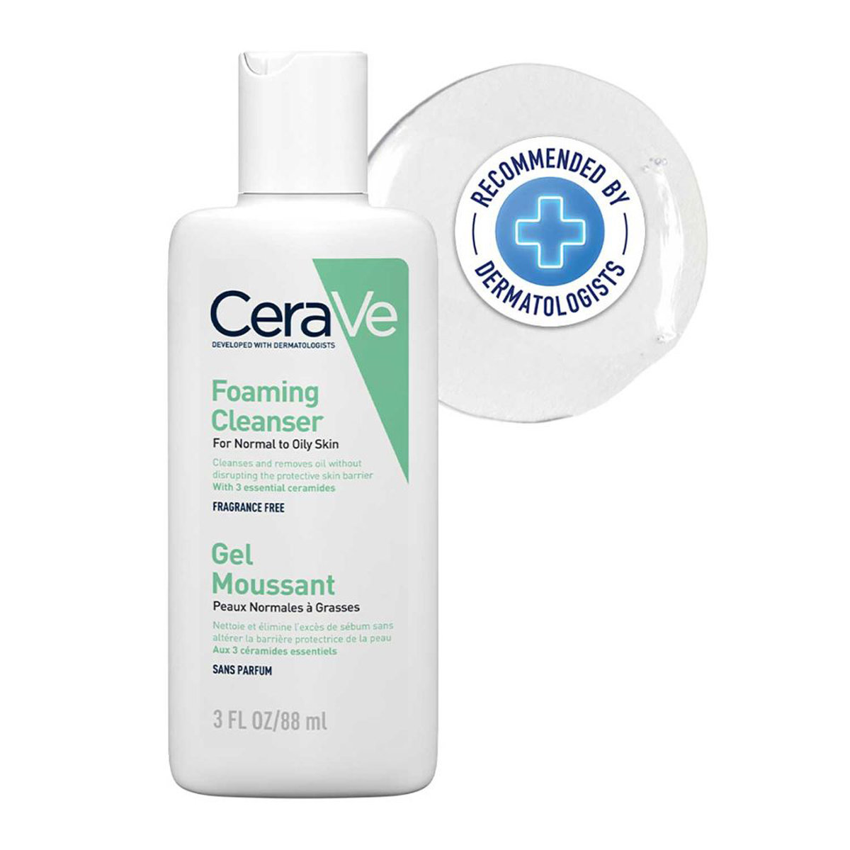 CeraVe Foaming Cleanser 88 ml | Ceramides, Niacinamides, Hyaluronic Acid | Gently Cleanses | Controls Oil | For Normal to Oily Skin, Pack of 1 CeraVe Foaming Cleanser 88 ml | Ceramides, Niacinamides, Hyaluronic Acid | Gently Cleanses | Controls Oil | For Normal to Oily Skin, Pack of 1
