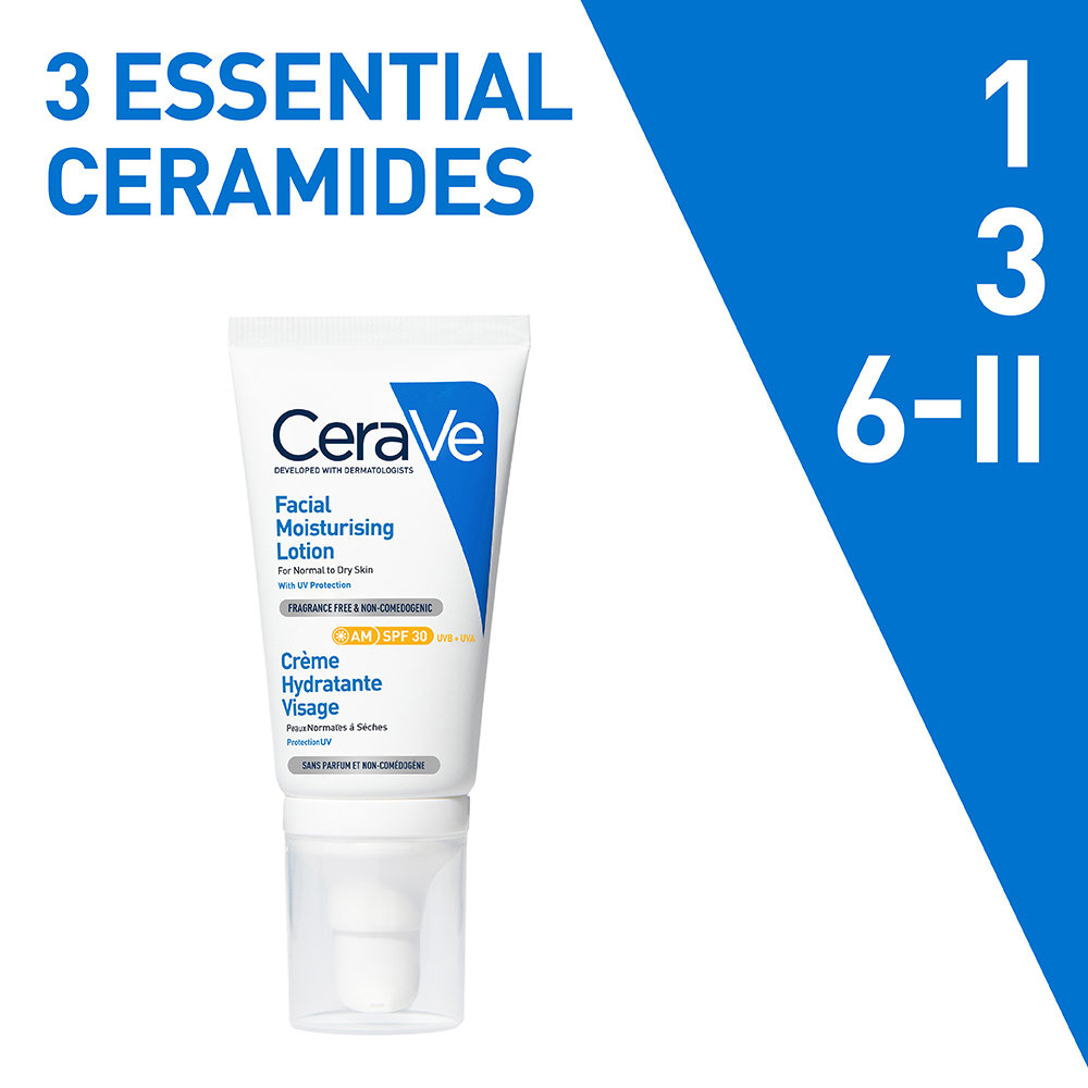 CeraVe AM SPF 30 Facial Moisturising Lotion for Normal to Dry Skin, 52 ml, Pack of 1 CeraVe AM SPF 30 Facial Moisturising Lotion for Normal to Dry Skin, 52 ml, Pack of 1
