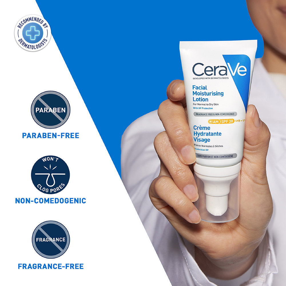 CeraVe AM SPF 30 Facial Moisturising Lotion for Normal to Dry Skin, 52 ml, Pack of 1 CeraVe AM SPF 30 Facial Moisturising Lotion for Normal to Dry Skin, 52 ml, Pack of 1