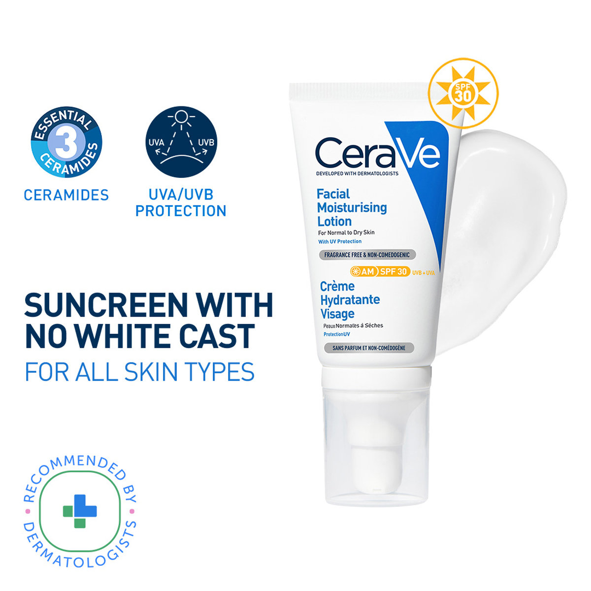 CeraVe AM SPF 30 Facial Moisturising Lotion for Normal to Dry Skin, 52 ml CeraVe AM SPF 30 Facial Moisturising Lotion for Normal to Dry Skin, 52 ml