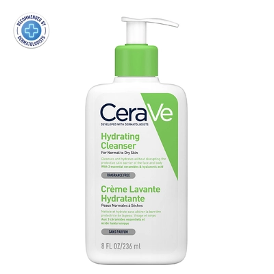 CeraVe Hydrating Cleanser 236 ml | Ceramides &amp; Hyaluronic Acid | Gently Cleanses | All Day Hydration | For Face &amp; Body | Suitable For Adult &amp; Children | For Normal to Dry Skin, Pack of 1