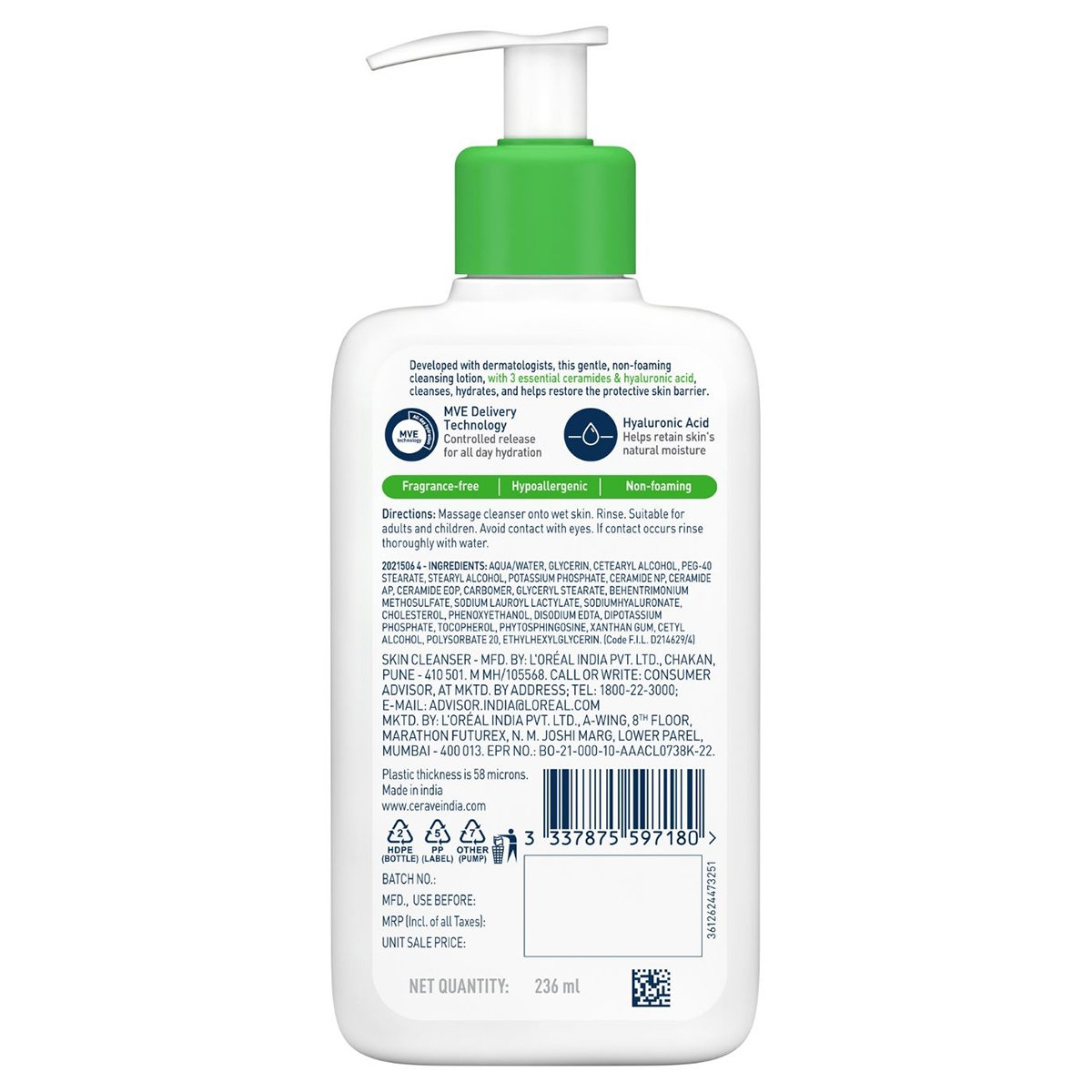 CeraVe Hydrating Cleanser 236 ml | Ceramides & Hyaluronic Acid | Gently Cleanses | All Day Hydration | For Face & Body | Suitable For Adult & Children | For Normal to Dry Skin, Pack of 1 CeraVe Hydrating Cleanser 236 ml | Ceramides & Hyaluronic Acid | Gently Cleanses | All Day Hydration | For Face & Body | Suitable For Adult & Children | For Normal to Dry Skin, Pack of 1
