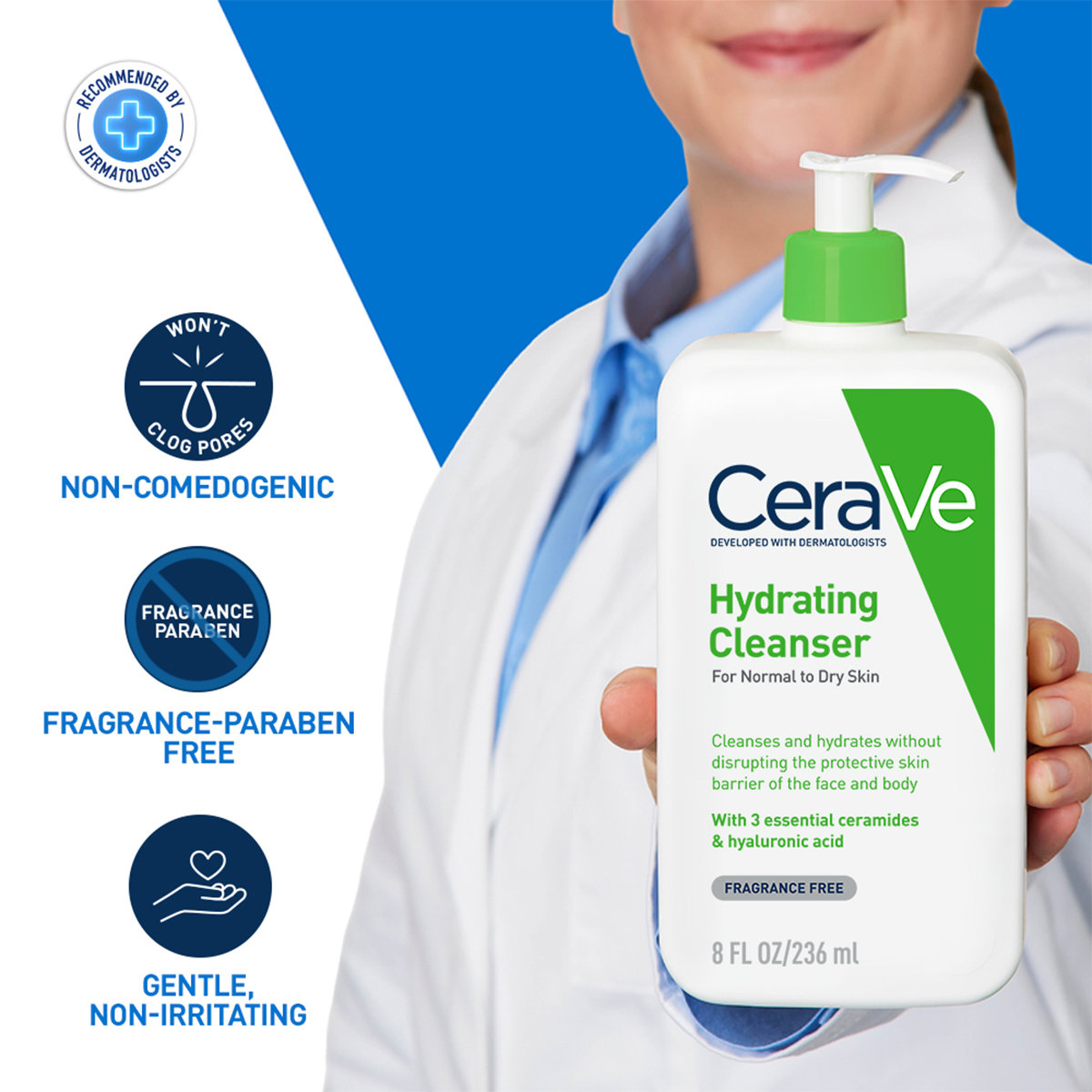 CeraVe Hydrating Cleanser 236 ml | Ceramides & Hyaluronic Acid | Gently Cleanses | All Day Hydration | For Face & Body | Suitable For Adult & Children | For Normal to Dry Skin, Pack of 1 CeraVe Hydrating Cleanser 236 ml | Ceramides & Hyaluronic Acid | Gently Cleanses | All Day Hydration | For Face & Body | Suitable For Adult & Children | For Normal to Dry Skin, Pack of 1