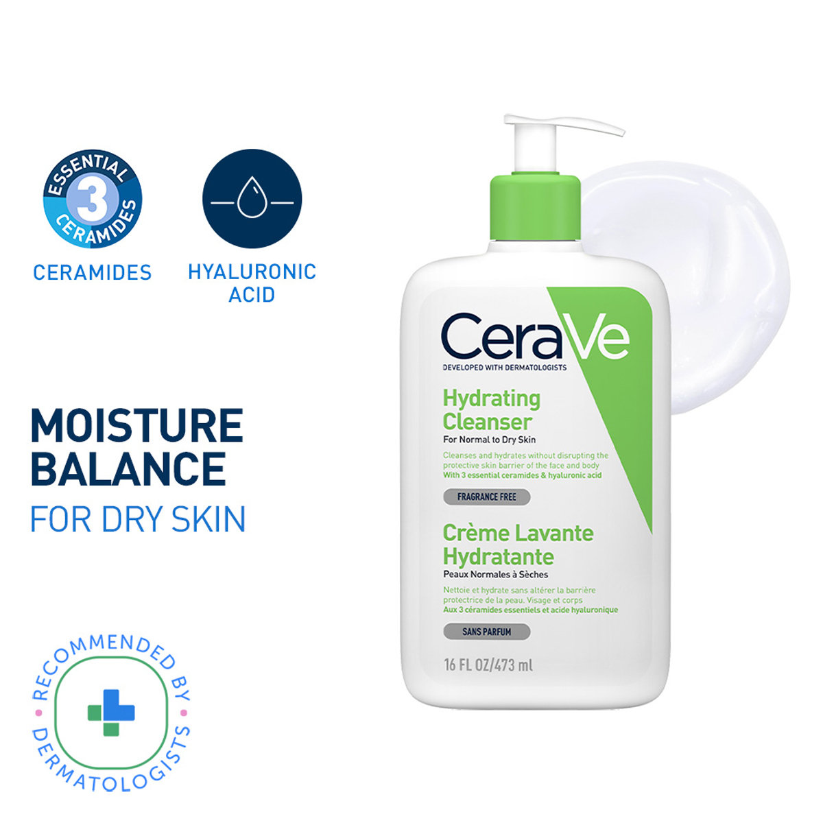 CeraVe Hydrating Cleanser 473 ml | Ceramides & Hyaluronic Acid | Gently Cleanses | All Day Hydration | For Normal to Dry Skin CeraVe Hydrating Cleanser 473 ml | Ceramides & Hyaluronic Acid | Gently Cleanses | All Day Hydration | For Normal to Dry Skin