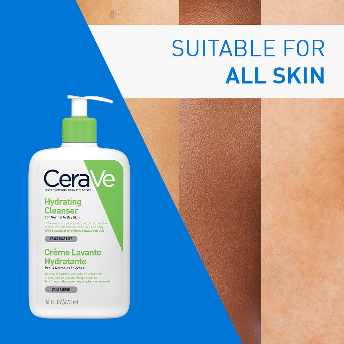CeraVe Hydrating Cleanser 473 ml | Ceramides & Hyaluronic Acid | Gently Cleanses | All Day Hydration | For Normal to Dry Skin, Pack of 1 CeraVe Hydrating Cleanser 473 ml | Ceramides & Hyaluronic Acid | Gently Cleanses | All Day Hydration | For Normal to Dry Skin, Pack of 1