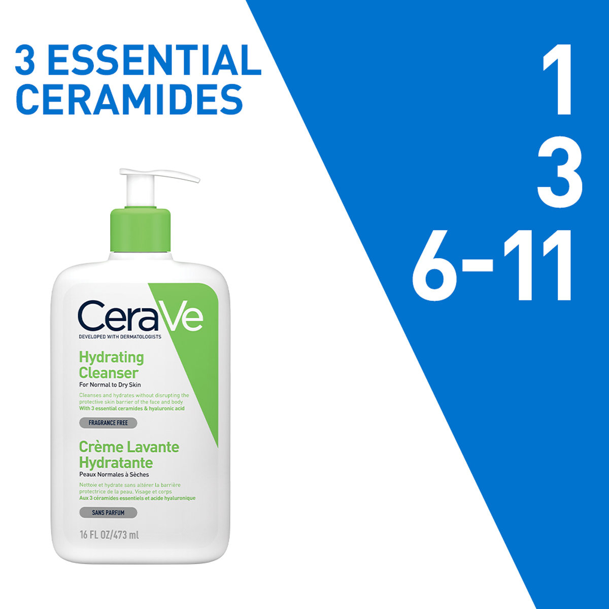 CeraVe Hydrating Cleanser 473 ml | Ceramides & Hyaluronic Acid | Gently Cleanses | All Day Hydration | For Normal to Dry Skin, Pack of 1 CeraVe Hydrating Cleanser 473 ml | Ceramides & Hyaluronic Acid | Gently Cleanses | All Day Hydration | For Normal to Dry Skin, Pack of 1