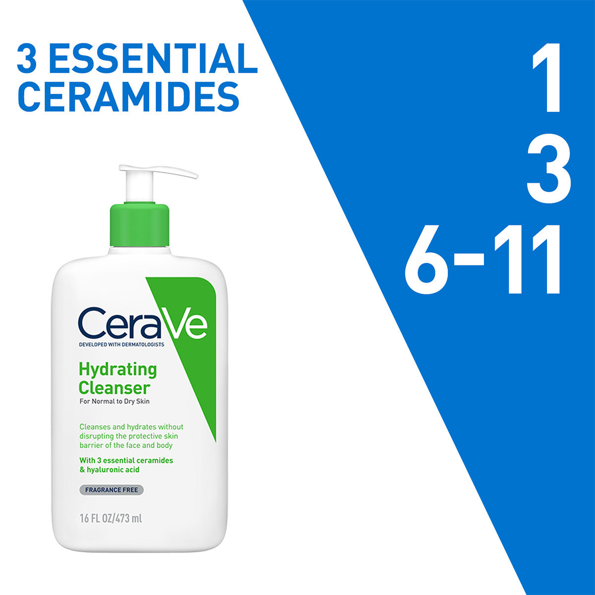 CeraVe Hydrating Cleanser 473 ml | Ceramides & Hyaluronic Acid | Gently Cleanses | All Day Hydration | For Normal to Dry Skin, Pack of 1 CeraVe Hydrating Cleanser 473 ml | Ceramides & Hyaluronic Acid | Gently Cleanses | All Day Hydration | For Normal to Dry Skin, Pack of 1