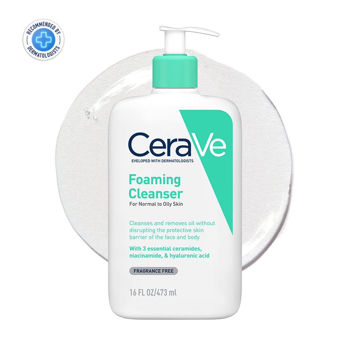 CeraVe Foaming Cleanser 473 ml | Ceramides, Niacinamides, Hyaluronic Acid| Gently Cleanses | Controls Oil | For Normal to Oily Skin, Pack of 1 CeraVe Foaming Cleanser 473 ml | Ceramides, Niacinamides, Hyaluronic Acid| Gently Cleanses | Controls Oil | For Normal to Oily Skin, Pack of 1