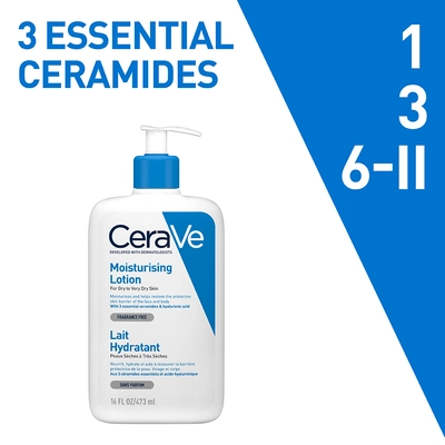 CeraVe Moisturising Lotion 473 ml | Ceramides &amp; Hyaluronic Acid | Provides Long Lasting Hydration | Non Greasy | For Dry to Very Dry Skin, Pack of 1