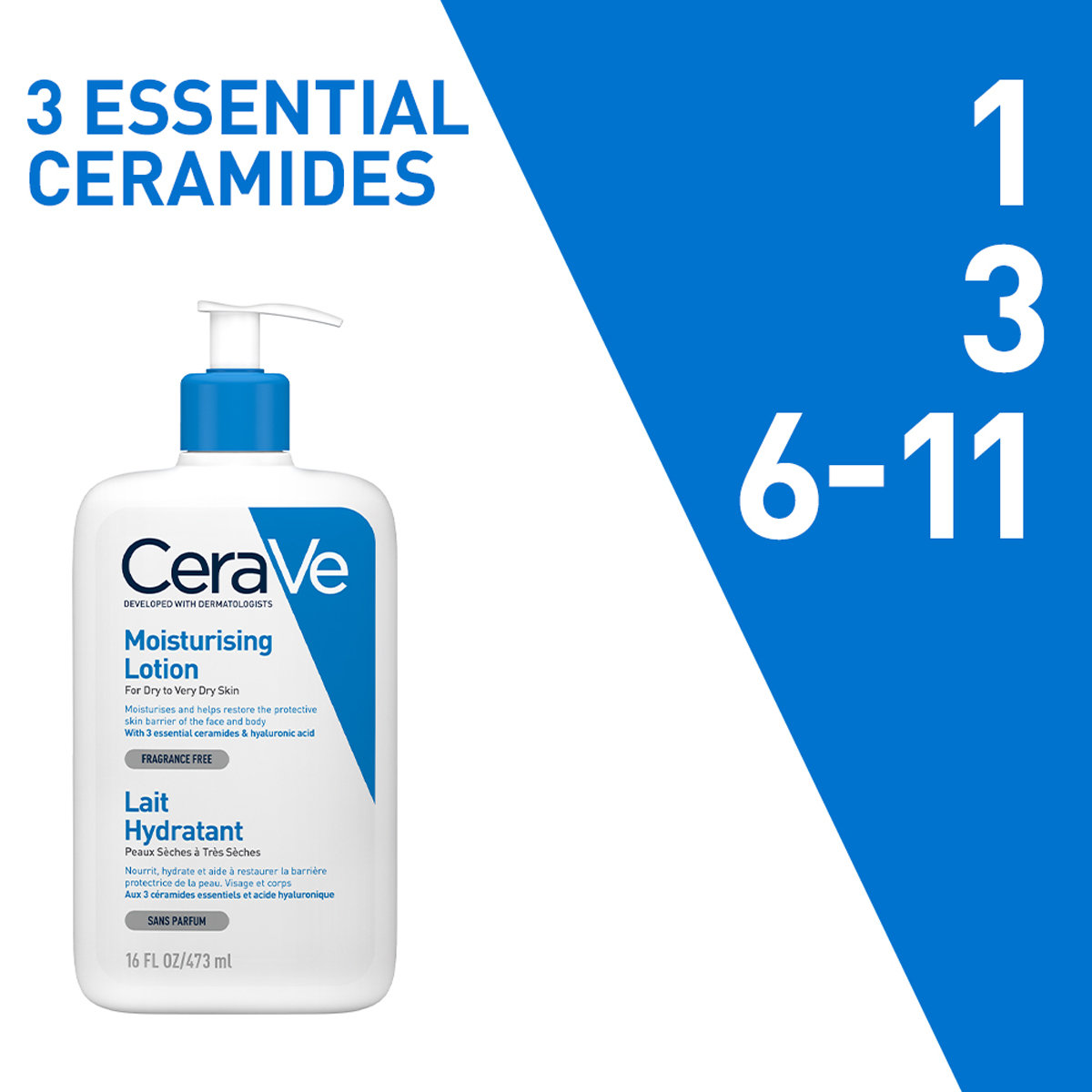 CeraVe Moisturising Lotion 473 ml | Ceramides & Hyaluronic Acid | Provides Long Lasting Hydration | Non Greasy | For Dry to Very Dry Skin, Pack of 1 CeraVe Moisturising Lotion 473 ml | Ceramides & Hyaluronic Acid | Provides Long Lasting Hydration | Non Greasy | For Dry to Very Dry Skin, Pack of 1