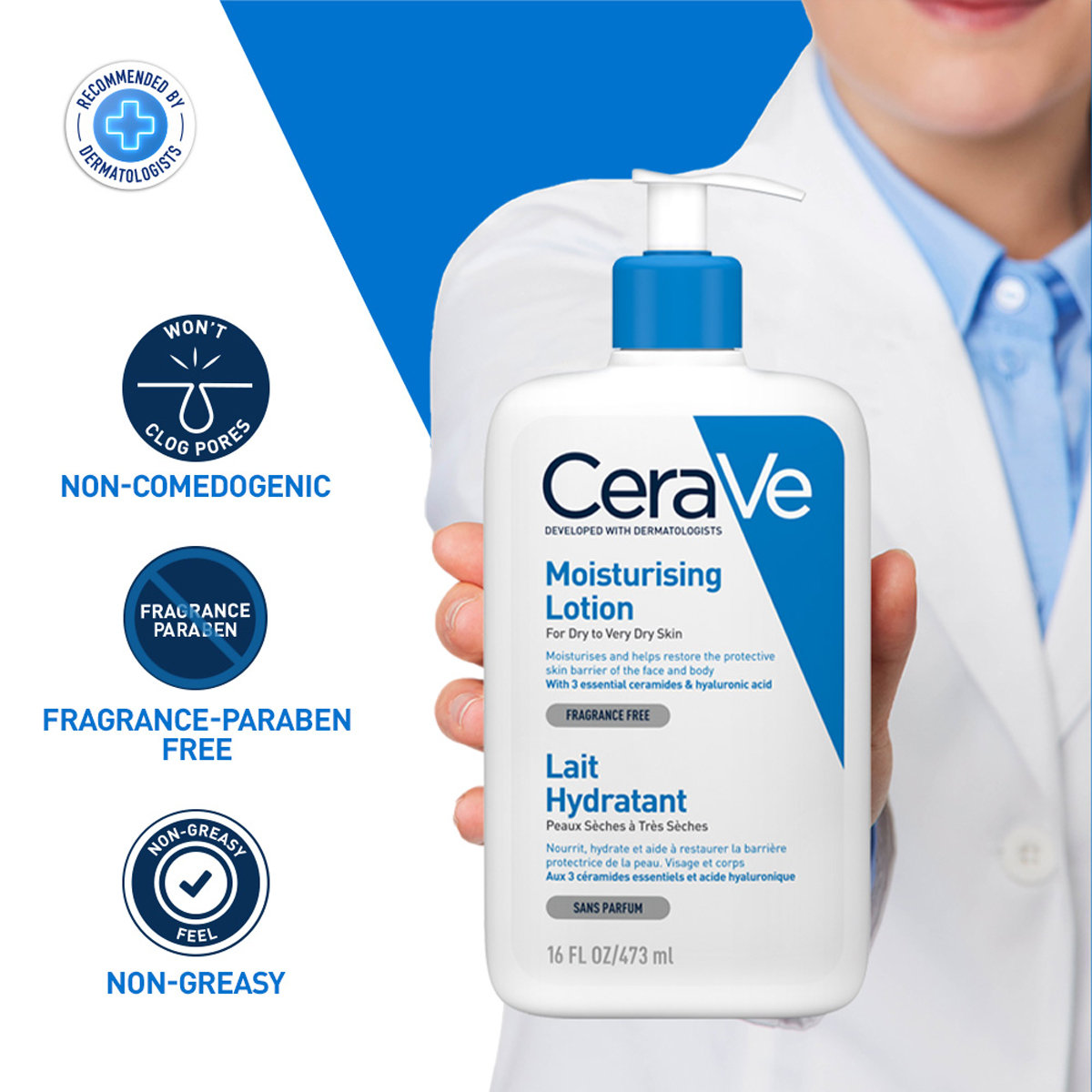 CeraVe Moisturising Lotion 473 ml | Ceramides & Hyaluronic Acid | Provides Long Lasting Hydration | Non Greasy | For Dry to Very Dry Skin, Pack of 1 CeraVe Moisturising Lotion 473 ml | Ceramides & Hyaluronic Acid | Provides Long Lasting Hydration | Non Greasy | For Dry to Very Dry Skin, Pack of 1